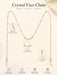1pc Exquisite Crystal Teardrop Face Chain, Bohemian Tassel Nose Bridge Chain Jewelry, Women's Minimalist Masquerade Costume Accessory - Multicolor - View 4
