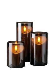 3pcs Grey Acrylic LED Candles, Flameless Design With Realistic Flickering Flame Effect, Battery Operated (Batteries Not Included), Suitable For Home, Wedding, Party And Christmas Decoration, Christmas, Halloween - Grey - View 12