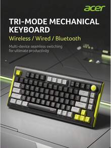 Acer Mechanical Feel Backlit Keyboard, Wireless Bluetooth Tri-Mode, Silent Office, Compact & Portable, Compatible With Tablet/Phone/Laptop (Wired Version Optional) - View 1