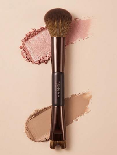 MAANGE 1pc Dual-Ended Makeup Brush Set, Can Be Used As Nose Contour Brush, Blush Brush, Powder Brush, Contour Brush, Highlighter Brush, Makeup Tool Suitable For Daily Facial Makeup