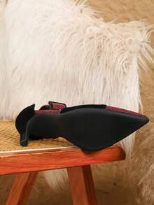 Zapatos de tacón alto de aguja con punta puntiaguda elegantes para mujer, zapatos de noche de vamp bajo a la moda, versátiles para fiestas y oficina - Burdeos - Ver 6
