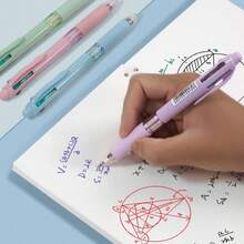 12pcs 4-In-1 Ballpoint Pens, 0.7mm Needle Tip, Smooth And Fluid Writing, Even Ink Flow Without Skipping. Wavy Soft Grip, Comfortable For Long Writing; Click Design, No Cap Needed, Convenient To Use. Fresh And Soft Macaron Color Palette, Suitable For Classroom Notes, Planner Marking, Daily Office Writing. Transparent Gift Box Packaging, Neat Storage, Also Can Be Used As A Gift. - 4-in-1 Pen - View 2