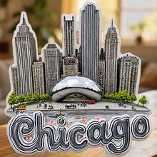 Chicago Cloud Gate And The Skyline's Quiet Reflection Magnet Where The Wind Writes Its Name On Every Street Keepsake For All Metal Surfaces Throughout The Home - A - View 6