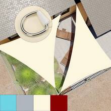 1pc Triangular Sun Shade Sail, Heavy Duty Synthetic Fiber Shade Cloth, Curved Edge Design, With Stainless Steel D-Rings, Suitable For Patio And Outdoor Use - Multicolor - View 3
