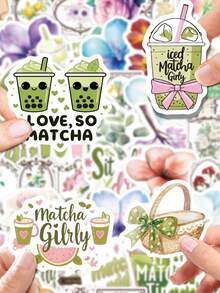100張抹茶女孩貼紙包，抹茶貼紙，美學貼紙，Kindle配件，筆袋貼紙，適用於日記本、筆電、筆記本、手機殼、家居裝飾、返校季房間裝飾、學校用品 - 查看 3