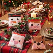 150/100pcs Multi-Color Christmas Gift Bags, Suitable For Christmas Party Decoration, Cellophane Packaging Bags With Santa Claus, Snowman, Reindeer Patterns, PP Plastic Bags, Can Hold Candy Canes And Candies, Small Size (Random Style) - View 3