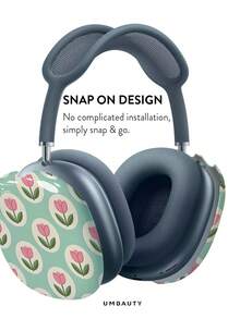 GIIPPA Glossy Hard Ear Cup Protective Cover Tulip Pattern Unisex Anti-Scratch Shell Compatible With AirPods Max 1/2 Oval Over-Ear Headphones For Daily Commute, Campus, Cafe, Travel, Picnic And Other Scenarios Matching Accessories - Pink - View 3
