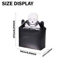 2/4/6/8/16pcs Halloween Paper Gift Boxes, Black Skull Pattern Rectangular Candy Boxes With Handles, Candy Cookie Snack Packaging Boxes, Suitable For Halloween Party Favors, Trick Or Treat Candy Bags - Multicolor - View 2