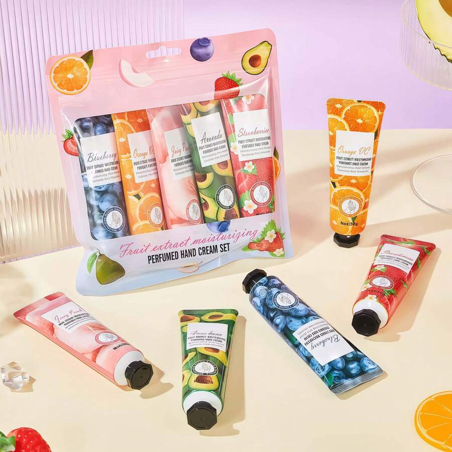 MORE BEAUTY Set de 30/15/10/5 Crema de Manos con Aroma a Frutas, Cremas para Manos con Bolsa Organizadora, Aroma Perfumado Agradable, Hidratación y Suavidad para el Cuidado Diario, Textura Cómoda de Aplicar y Fácil de Llevar, Ideal para Casa, Oficina, Viajes y Bolso, Detalle Práctico para Consentir tus Manos Todos los Días