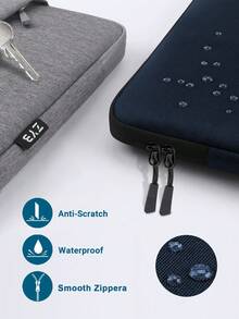 ZYB 适用于 13-16 英寸笔记本电脑的保护套/内袋，兼容 MacBook Air 13/15 M1/M2（2012-2023 年款）、13 英寸 Neo（2026 年款）、Pro 13/14/15/16（2010-2022 年款）以及 14-15.6 英寸 HP Chromebook/Surface 笔记本电脑，防震防水，带配件口袋 - 深藍 - 查看 6