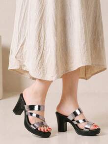 Women Heeled Sandals - Silver - View 6