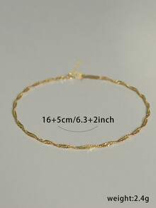 Nooxian 1pc Minimalist Women's Gold-Colored Stainless Steel Water Wave Chain - Yellow Gold - View 8