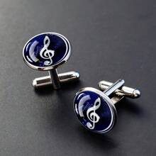 1對音樂符號圖案圓頂玻璃袖扣 時尚精緻 正式場合 音樂愛好者禮物 - 銀色 - 查看 7