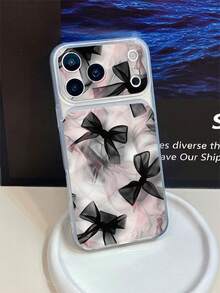 1pc Transparent Black Large Bow Pattern Full Coverage Lens Protection Anti-Drop Anti-Collision Personalized Phone Case Suitable For IPhone 16 Pro Max 17/16/15/14/13/12/11 Air - Multicolor - View 6