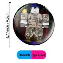 7pcs Roblox Theme Enamel Brooch Set, Round 4.5cm Eerie Badge, Gothic Skull & Horror Character Design, Durable Clasp, Suitable For Halloween Party, Cosplay, Backpack, Jacket, Bag Decoration, Horror Fan Gift - A - View 16