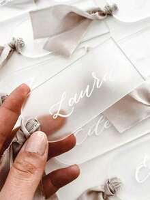 20pcs Acrylic Wedding Place Cards, Arch-Shaped Blank Name Tags, DIY Seat Cards, Hanging Wedding Decor Signs - No Ribbon - View 5