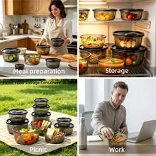 14pcs Multi-Size Round PP Food Storage Containers, No Seal Ring Structure, Stackable And Nestable, Oven , Dishwasher , Suitable For Refrigerator And Daily Food Preservation - Multicolor - View 7