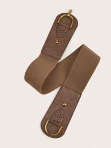 2pcs Women's Solid Color Casual Party Sexy Street Elegant Western Style Buckle Elastic Waist Belt, Versatile For Jeans, Leather Skirts, Waist-Cinched, All-Season - Multicolor - View 3