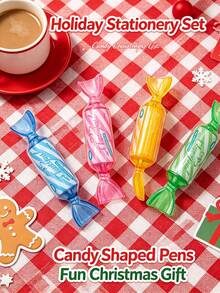 10pcs Random Color Candy-Shaped Neutral Pens, Mini Portable Blue Ink, Gift Bag, Christmas Holiday Gift For Colleagues, Friends, Back To School - Candy Pen Gift Bag - View 3