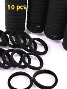 200pcs Hair Ties, Thick High Elastic Seamless Ponytail Hair Ties, Simple Solid Color Daily Hair Accessories - Black - View 8