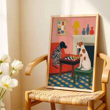CPWAD Abstract Dog Playing Chess Canvas Poster Wall Art, 2D Printed Poster Wall Hanging, Suitable For Home Decoration In Living Room And Bedroom, Frameless Wall Hanging - 1pcs - View 4