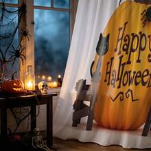 1pc Halloween Pumpkin Black Cat Shower Curtain, Vintage Design, Waterproof Bath Curtain, Suitable For Bathtub Partition, Bathroom Decor And Bathroom Accessories, Home Decor Gift - Multicolor - View 7
