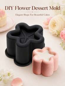 1pc Flower-Shaped Cake Mold, Creative Dessert Baking Pan For Mousse, Pudding, Cheesecake, Chocolate, Birthday, Wedding, Party, Home Kitchen, Easy Release, Decorative Baking Tool, Elegant Design - Black - View 4