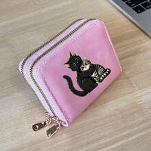 2pcs Cat Pattern Lightweight Fashionable Women's Card Holder Double Zipper Wallet Mini Wallet Card Holder Suitable For Daily Use - Multicolor - View 7