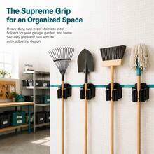 6/12pcs Wall-Mounted Broom & Mop Holder, Heavy Duty Garden Tool Organizer, Suitable For Rake And Shovel Handles, Stainless Steel Mop Hooks, Screw-Fixed, Brush Organizer Clip, Suitable For Garden And Garage - View 6