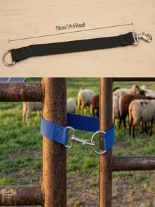Correa de cierre de puerta de caballo de uso pesado, correa de amarre de valla de pasto de nylon con gancho de resorte, correa de cierre de puerta de granja para caballo, cabra, ganado y cercado de ganado - Hebilla - Ver 2