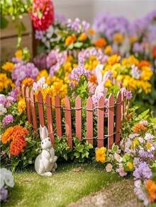 Miniature Wooden Outdoor Decorative Fence-Smooth Edges; Suitable For Gardens And Miniature Landscapes; Easy To Assemble (No Tools Required); Ideal For Autumn, Halloween, And Christmas Decor; Realistic Miniature Model. - Multicolor - View 4