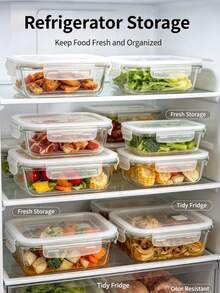 Heat‑Resistible Glass Lunch Box With Lid, Odor‑Resistant Leak‑Proof Quick‑Lock Lid Meal Container, Multi‑Capacity Clear Glass Food Keeper, Oven & Freezer Kitchen Food Storage Organizer - Transparent - View 11