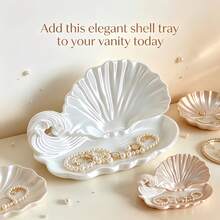 1pc Wavy Decorative Storage Tray, Ocean Shell Shaped Jewelry & Cosmetics Organizer, Coastal Style Vanity Display Tray For Perfume, Skincare And Soap, Bathroom Vanity Desktop Decor And Housewarming Gift - Multicolor - View 7