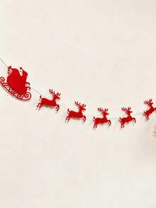 Christmas Santa Reindeer Banner, Felt Garland Bunting, Festive Hanging Decoration For Xmas Party Mantel - Multicolor - View 5