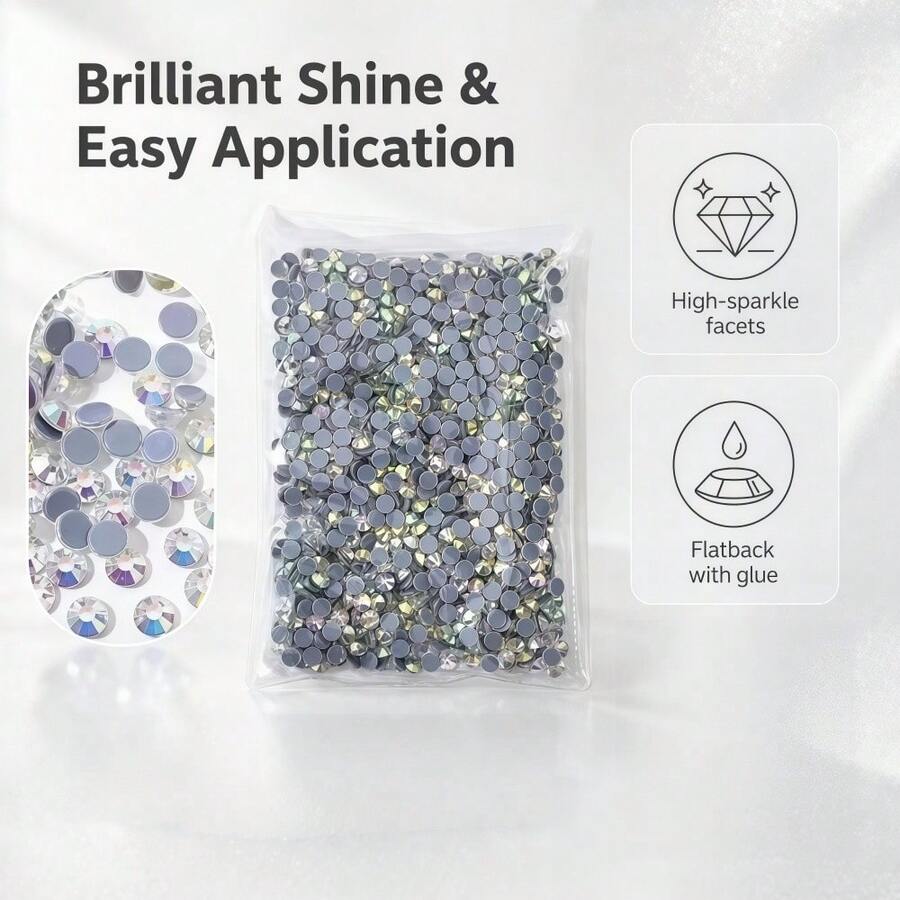 1440pcs DIY Hot Repair Glass Crystal, Nail Hot Melt Rhinestones, Crystal Gems, Can Be Used For Clothing, Shoes, Hats, Bags, Fabrics