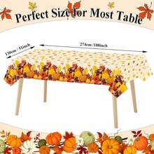 Tablecloth, 1pc/4pcs Set Autumn Disposable Tablecloth Decoration 54*108 Inches, Autumn Theme Plastic Tablecloth, Autumn Pumpkin Maple Leaf Tablecloth, Thanksgiving Pumpkin Tablecloth, Autumn Harvest Party Supplies - Multicolor - View 2