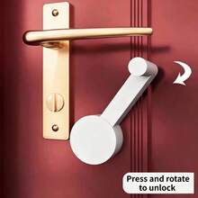 2pcs/Set Home Anti-Opening Lock Hook, Door Handle Fixed Protective Lock, Door Handle Protector, Portable Travel Door Lock, Anti-Pry Anti-Collision - Multicolor - View 6