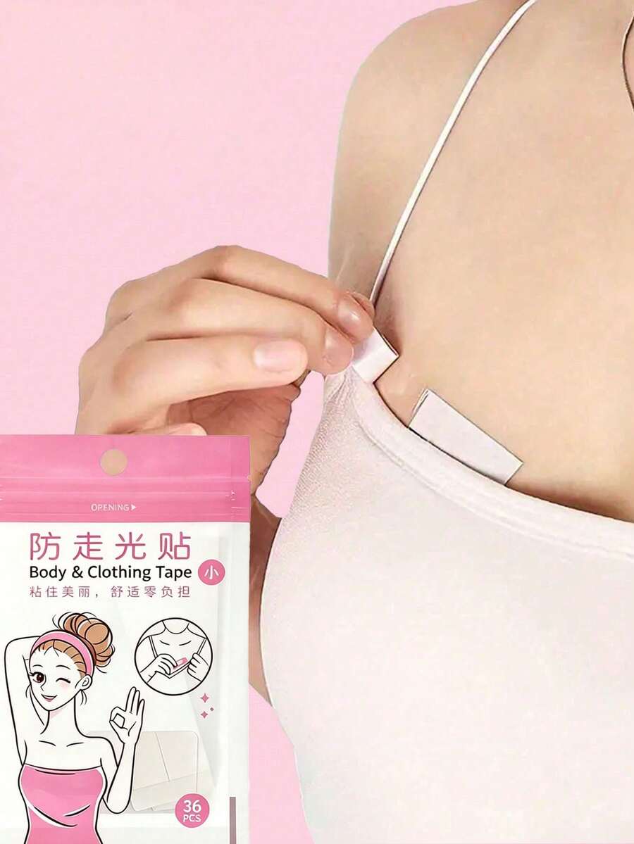 108片防走光雙面衣物膠帶,防汗防水穩定衣物位置,防水雙面黏貼襯衫與內衣,適合女性的溫和身體膠帶,全天強效黏著布料膠帶(5片/36片/72片/108片可選) - 白色 - 查看 1