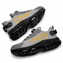 New Men's Rotating Button Comfortable Industrial Construction Work Shoes Steel Toe Athletic Sneakers Lightweight Breathable Construction Site Work Shoes (Runs Half Size Small) - Grey - View 4