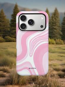GIIPPA 1件粉色不規則波浪圖案設計手機殼，適用於Phone 17 Pro Max，兼容Phone 16 Pro Max、15 Pro Max、14 Pro Max，韓系高端時尚趣味手機殼，兼容11/12/13/14/15/43 Pro Max Plus，優雅設計男女皆宜，聖誕節、情人節、復活節、婚禮季與生日送女友的完美禮物！ - 粉色 - 查看 7