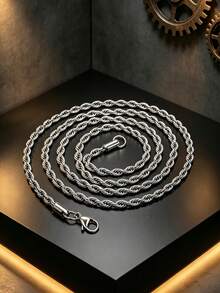 1pc Men's Stainless Steel Fashionable And Simple Rope Chain Necklace, The Perfect Jewelry Accessory - Multicolor - View 13