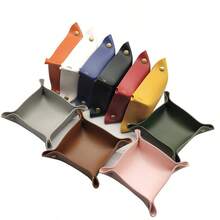 Square PU Leather Storage Box Nordic INS Style Desktop Entryway Key Cosmetic Jewelry Organizer Tray Multicolor - Multicolor - View 1