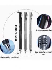 1 Set (3pcs) Low Center Of Gravity Gear Neutral Pens, Minimalist And Smooth Design, Multiple Colors, Quick-Drying Exam Pens, Signature Pens, Soft And Smooth Touch, Designed For Daily Office And Study, High Quality, Suitable As Gifts, Back To School - Gel Pen - View 1