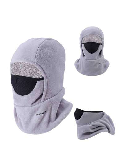Unisex Fleece Balaclava Ski Mask, Windproof Warm Winter Face Mask Scarf, Breathable Mesh Face Mask, Suitable For Motorcycle Riding, Cycling, Snowboarding, Hunting And Cold Weather Gear