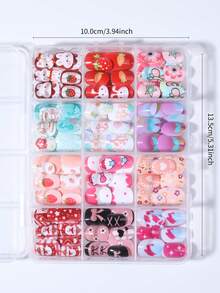 288片兒童美甲貼片 Naio Kids 假指甲，預黏膠式美甲貼，全覆蓋短款壓克力美甲套組，適合女孩美甲裝飾 - 彩色 - 查看 4