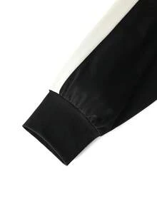 Men's Spring/Autumn Super Popular Minimalist Contrast Color Lapel Long Sleeve Polo Shirt - Black - View 5