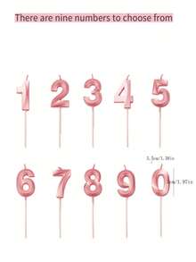 1pc 0-9 Number Birthday Candle, Pink Number Candle Cake Topper With Base, For Birthday Cake, Wedding Anniversary, Proposal, Anniversary, Graduation Party Cake Decoration - View 5