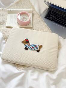 Túi đựng laptop và máy tính bảng nhiều kích cỡ, màu trơn họa tiết hoa nhỏ, phong cách tối giản sang trọng, bao đựng máy tính - Màu be - Xem 3
