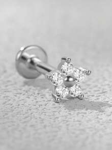 1pc 16G 925 Sterling Silver Press-In Flat Back Earring, Suitable For Cartilage, Conch, Helix, Nose Piercing, Women's - Style 4 - View 4
