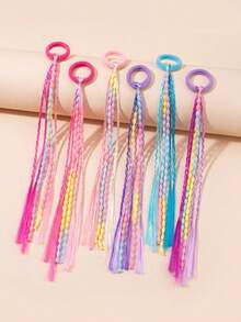 MH 6PCS Women's Multi-Color Gradient Hair Braids Hair Ties, High Elasticity Hair Ropes, Decorative Hair Accessories, Sweet & Cool Style, Hot Girl Hair Braids Hair Ties - Ombre - View 1
